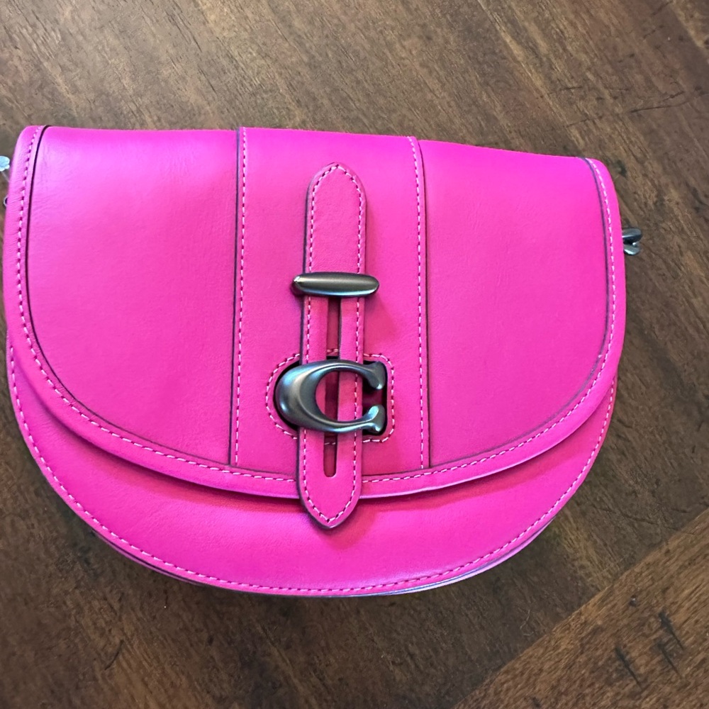 Coach fuchsia pink saddlebag